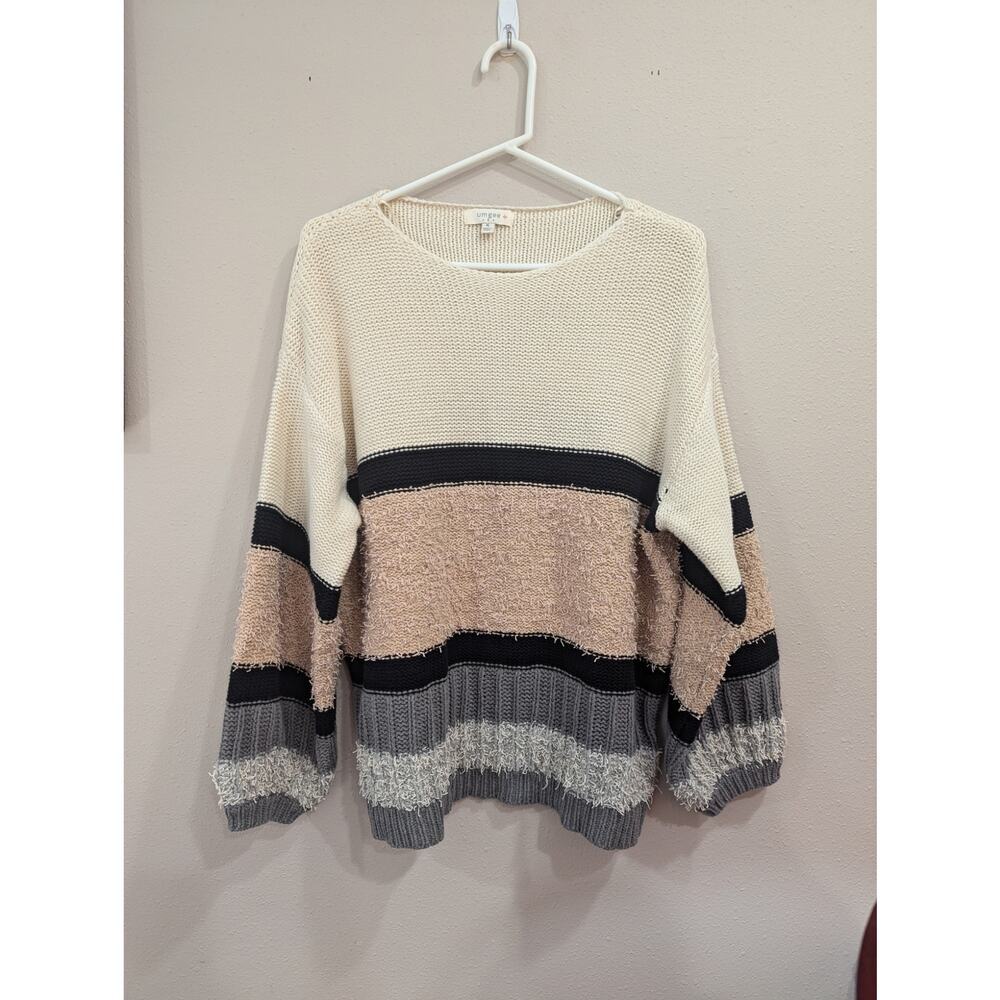 Women's multimedia fiber neutral sweater by Umgee+ XL